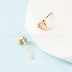 Brass Micro Pave Clear Cubic Zirconia Triangle Stud Earrings&nbsp;EJEW-L278-03G