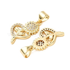 Brass Micro Pave Clear Cubic Zirconia Pendants&nbsp;KK-K408-50G