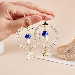 Glass Beaded Big Circle Dangle Earrings&nbsp;EJEW-SW00015-01