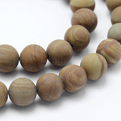 Natural Wood Lace Stone Wooden Jasper Beads Strands&nbsp;G-F518-21-6mm