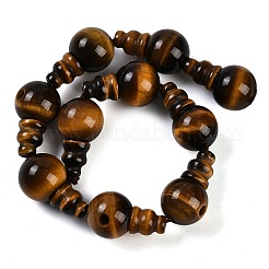Natural Tiger Eye 3-Hole Guru Beads Strands&nbsp;G-H064-E04-01