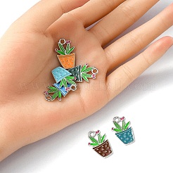 6Pcs 6 Colors Alloy Enamel Pendants&nbsp;ENAM-YW0002-53