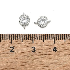 SHEGRACE Brass Pave Clear Cubic Zirconia Flat Round Connector Charms&nbsp;XGRQ3D002-500P