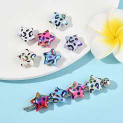 10Pcs UV Plating Opaque Rainbow Iridescent Acrylic Beads&nbsp;OACR-YW0005-03