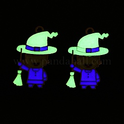 Halloween Theme Rack Plating Luminous Alloy Enamel Pendants&nbsp;ENAM-N056-234G