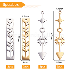 4Pcs 2 Style 201 Stainless Steel Pendants&nbsp;STAS-BC0003-21
