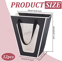 Trapezoid Paper Flower Gift Tote Bags with Plastic Visible Window&nbsp;ABAG-WH0045-25B