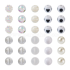 160Pcs 10 Style ABS Plastic Imitation Pearl Beads & Transparent & Opaque Acrylic Beads&nbsp;FIND-SW0001-31