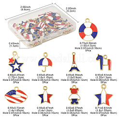 45Pcs 9 Styles Independence Day Alloy Enamel Pandants&nbsp;FIND-FS0004-09