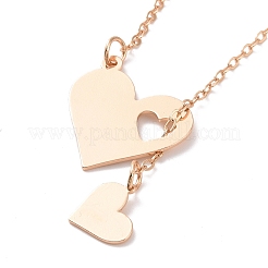 302 Stainless Steel Heart Puzzle Pendant Lariat Necklaces&nbsp;NJEW-I118-01KCG
