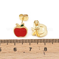 Brass Enamel Stud Earrings&nbsp;EJEW-B154-06G-02
