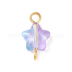 Star Glass Golden Tone Iron Connector Charms&nbsp;PALLOY-JF01732
