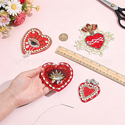 4Pcs 4 Styles Heart Polyester Embroidered Cloth Patch&nbsp;PATC-NB0001-67B
