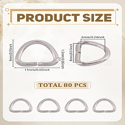 80Pcs 304 Stainless Steel D Rings&nbsp;STAS-LP0005-49B