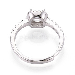 Rhodium Plated 925 Sterling Silver Micro Pave Cubic Zirconia Engagement Solitaire Adjustable Ring Settings&nbsp;STER-T008-13P