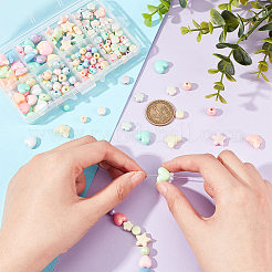 220Pcs 8 Style Spray Painted Frosted Opaque Acrylic Beads&nbsp;SACR-GA0001-04