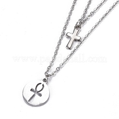Non-Tarnish 304 Stainless Steel Tiered Necklaces&nbsp;X-NJEW-JN02350-02