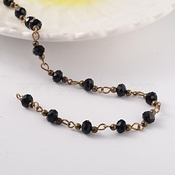 Faceted Rondelle Electroplate Glass Handmade Beaded Chains&nbsp;AJEW-JB00183