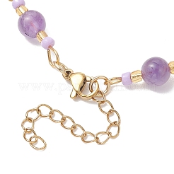 Synthetic Turquoise & Natural Amethyst & Howlite & Carnelian & Dyed Yellow Jade & Dyed Malaysia Jade Round and Glass Seed Beads Link Chain Bracelet Making&nbsp;AJEW-MZ00009