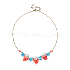 Handmade Glass Seed Beads Triangle Pendant Necklaces&nbsp;NJEW-MZ00062