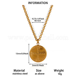 304 Stainless Steel Flat Round with Cross Pendant Necklaces&nbsp;WGDF70F-01