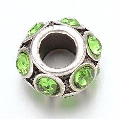 Rondelle Tibetan Style Alloy Rhinestone European Large Hole Beads&nbsp;MPDL-F017-12