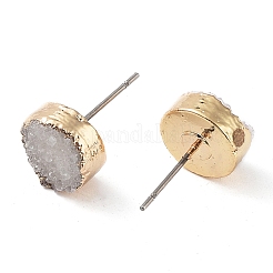Natural Druzy Agate Stud Earrings&nbsp;EJEW-L168-02D