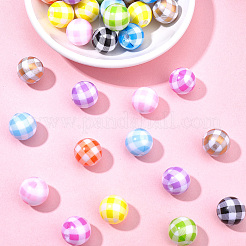 44Pcs 11 Colors Printed Opaque Acrylic Beads&nbsp;OACR-SC0002-87