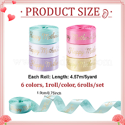 6Rolls 6 Colors Mother's Day Polyester Ribbon&nbsp;OCOR-PH0036-75A
