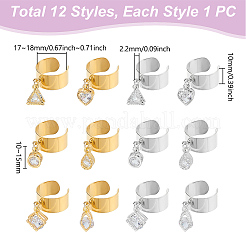 12Pcs 2 Color 304 Stainless Steel Open Cuff Finger Ring&nbsp;RJEW-UN00037