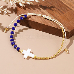 Vintage Bohemian Cross Shell & Glass Bead Braided Bracelets&nbsp;LJ7242-4