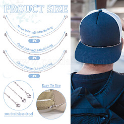 3Pcs 3 Styles 304 Stainless Steel Baseball Cap Chain Set&nbsp;AJEW-TA00027