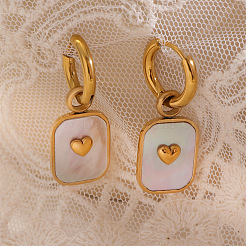 304 Stainless Steel Shell Dangle Earrings&nbsp;WG50D05-01
