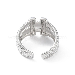 Rectangle Shape Rack Plating Brass Open Cuff Ring for Women&nbsp;RJEW-F155-03P
