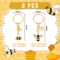 8Pcs 2 Style Alloy & Brass Enamel Keychains&nbsp;KEYC-DC0001-14
