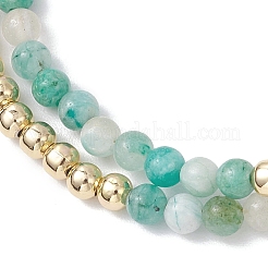 Natural Rhodonite Round Beadeds Double-layered Bracelets for Women&nbsp;BJEW-JB12095-03