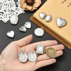 9Pcs 9 Styles Brass & 316 Stainless Steel Locket Pendants&nbsp;FIND-YW0012-03