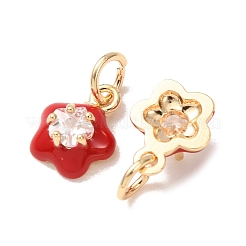 Brass Micro Pave Clear Cubic Zirconia with Enamel Charms&nbsp;CU-K002-53G-A