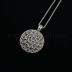 Flat Round with Embossed Flower Alloy Pendant Necklaces for Women&nbsp;FS-WG15FE6-01