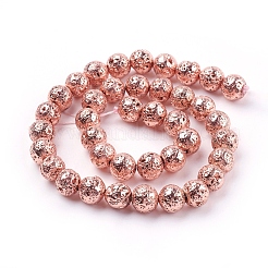 Electroplated Natural Lava Rock Bead Strands&nbsp;G-E429-01-10mm-RG