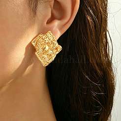 Textured 304 Stainless Steel Stud Earrings for Women&nbsp;WG59AE2-02