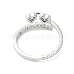 Heart Brass Micro Pave Cubic Zirconia Open Cuff Ring for Women&nbsp;RJEW-A040-01P