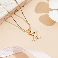 1pc Brass Chain & 304 Stainless Steel Letter Pendant Necklaces&nbsp;NJEW-LP0001-40C-G