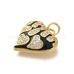 Brass Micro Pave Clear Cubic Zirconia Enamel Pendants&nbsp;KK-M297-18G