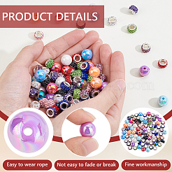 Opaque Acrylic Round & Rondelle Polymer Clay Rhinestone European Beads Findings Kits&nbsp;DIY-PA0001-21