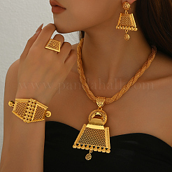 Alloy Hollow Trapezoid Bracelets & Earrings & Necklaces & Rings Sets for Women&nbsp;XQ7067