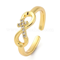 Brass Micro Pave Clear Cubic Zirconia Cuff Finger Rings&nbsp;RJEW-G337-23G