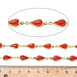 Brass Glass Teardrop Link Chains&nbsp;CHC-R001-04G-03