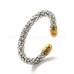 304 Stainless Steel Popcorn Chain Open Cuff Bangle&nbsp;BJEW-P283-11M