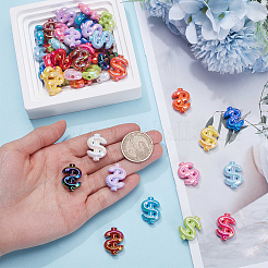 50Pcs UV Plating Acrylic Beads&nbsp;MACR-SP0002-36